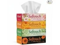 Softouch 2 Ply Facial Tissue Box | Car Tissue - Pack of 4 (100 Pulls Per Box 400 Sheets) |Home & Commercial Use Rs.151 @ Amazon