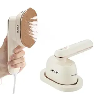 Inalsa Mini Steam Iron For Clothes & Garment Steamer 1200W|Portable Travelling|Heat Up In 40 Sec|Scratch Resistant Titanium Coated Plate|2In1 Horizontal Vertical Use (Voyager) - 1200 Watts