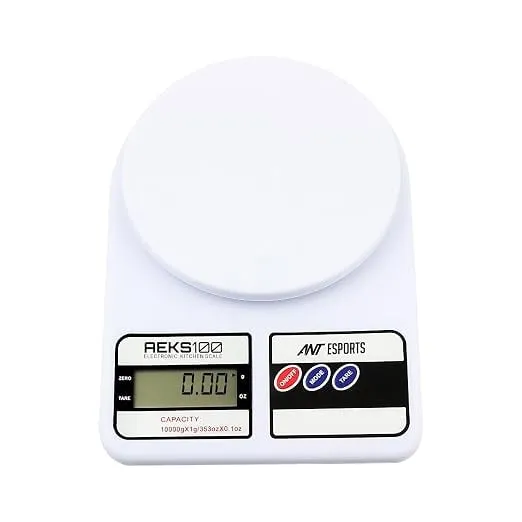 Ant Esports AEKS100 Kitchen Weighing Machine/Food Scale for Health, Fitness, Shop,Home Baking & Cooking with Large LCD Display,Tare Function, OverLoad Indicator, Weigh Up to 10Kgs, 30 Months Warranty Rs.149 @ Amazon