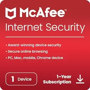 McAfee Internet Security 2025 | 1 Device, 1 Year | Antivirus Internet Security Software | Email Delivery