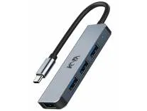 Kapa USB C Type HUB 4 in 1 Adapter, Aluminium Multi Port Dongle Type-C to USB 3.0 & USB 2.0 for MacBook, DELL, Lenovo and Other Type C Phones & Devices