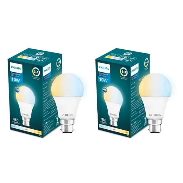 PHILIPS 10 w LED Bulb|3 Colors in 1 LED Bulb|Scene Switch Bulb for Home & Decoration|Color: Tunable White, Pack of 2, b22d Rs.169 @ Amazon
