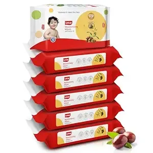LuvLap Moisturising Wet Wipes without Lid For Baby Skin, Enriched With Jojoba Oil & Vitamin E, pH Balanced, Dermatologically Safe, Paraben & Sulphate Free, 72 Wipes, pack of 6