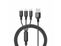 VEROX 3.1 Amp 3 in 1 Nylon Braided Fast Charging Multi Charger Cable Compatible with Micro USB, Type C, Android and iPhone iOS Devices Connector (1 M, Multicolor)(No Data Transfer) Rs.160 @ Amazon