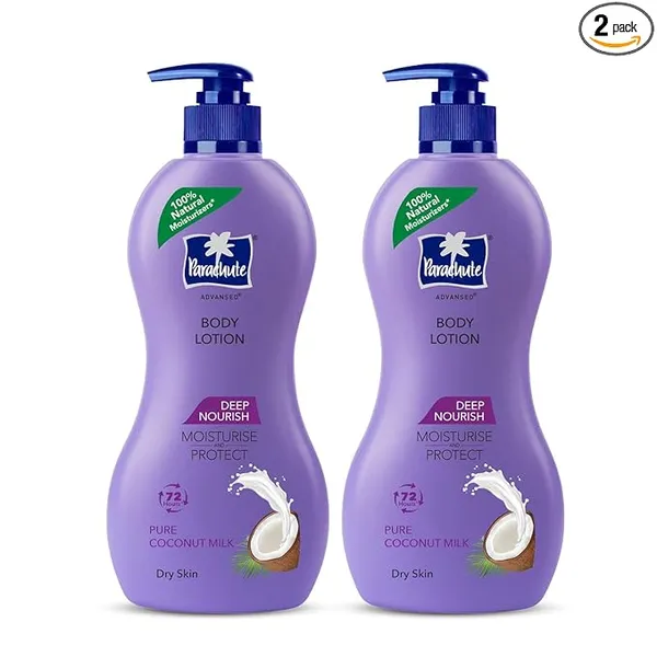 Parachute Advansed Deep Nourish Body Lotion for Women & Men, Dry Skin, 400ml | Pure Coconut Milk, 100% Natural, 72h Moisturisation (Pack of 2)