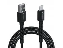 Portronics Konnect X USB to Type C Cable with 3A Output, Fast Charging & Data Transfer, Nylon Braided, Aluminium Alloy Shell, 1M Length compatible with Type C Smartphones(Black)