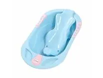 BUMTUM Baby Bathtub & Anti Slip Baby Plastic Bath Chair | Bathtub with Drain Plug, Baby Bath Seat/Sling with Non Slip Suction Base for Babies, Infant & Toddlers(Blue)
