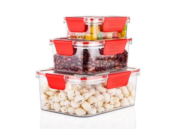 Ritu Plastic Organizers Storage Box Set of 3 | Transparent Containers (1600ml + 1000ml + 300ml) with Airtight Lids for Vegetables, Fruits, Fish & Eggs | Stackable, Durable, BPA-Free for Kitchen