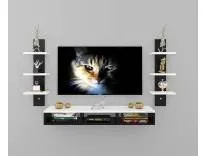 Odestar Victor Riano Engineered Wood Wall Mounted TV Unit, with TV Stand Unit Wall Shelf for Living/Badroom Room (Black & White) For-32 INCH… (Black White)