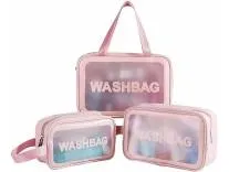 FLYNGO Pvc Clear Makeup Pouch Set, Cosmetic Organizer Bag for Women and Girls Travel Waterproof Toiletry Storage Kit (Set of 3 Light Pink) Rs.269 @ Amazon
