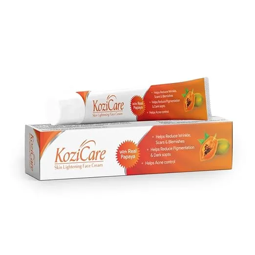 Kozicare Papaya Face Cream 15g with Kojic Acid - Detan Moisturizer for Glowing Skin - Non-Greasy Lightweight Daily Cream for Men and Women All Skin Types