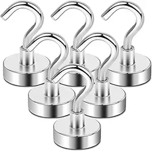 KESI Magnetic Towel Holder Fridge Hooks | 25LBS | Strong Neodymium Magnets Ceiling-Hooks | Hooks for Hanging Plants, Refrigerator, Camping, Grill & Classroom | Pack of 3