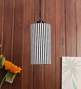 Tu Casa Pendant/Hanging Light Lamps BLACK Metal Base with Multi zebra Cotton (Zebra print) Shades for Home Décor, Bedrooms, Living room, Gifting, Diwali, Dining Space, Restaurants (H-25")