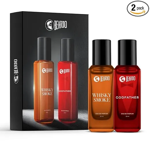 Beardo Whisky Smoke & Godfather Perfume Combo (20 ml x 2) | Spicy, Woody - Oudh Notes of Whisky Smoke & Aromatic, Spicy Notes of Godfather | Lasting Mens Perfume | Ideal gift for men