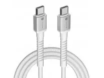 Portronics Konnect X 60W Type C to Type C Unbreakable Nylon Braided Cable, 2M Fast Charging Cable for iPhone 15 series, iPad, Samsung Galaxy & other Type C Devices(White)