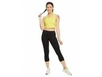 Clovia Women's Comfort-Fit Active Crop Top in Yellow