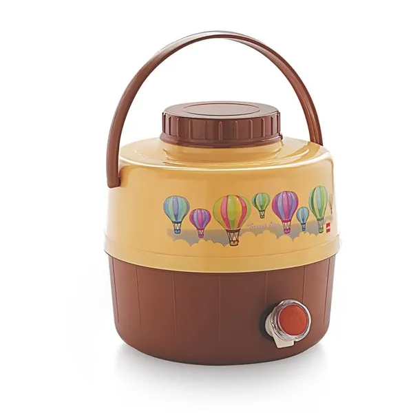 CELLO Travel Star Thermos Water Jug for Travel 7.5L Beige | Easy to Fill, Easy to Carry with Handle, Keeps Water Cold for Long Hours Twist and Pour Tap Insulated Water Jug for Picnic Home & Workshop