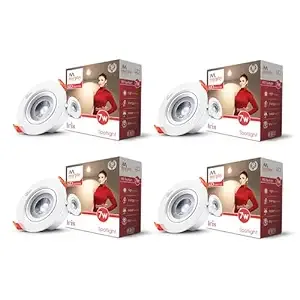Murphy 7W IRIS LED Spot Round Panel Conceal Box Down Light(Pack of 4, Warm White) Rs.571 @ Amazon