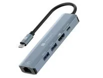 Portronics Mport 51 5-in-1 Type C HUB/Docking Station with RJ 45 Ethernet Port, 5Gbps Data Transfer, HDMI Port, USB 3.0, PD Quick Charge, 4K Ultra HD Data Quality(Grey)