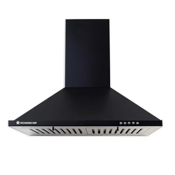 Wonderchef Power Elite Chimney | 60cm |1050 m3/hr| Baffle Filter | 3 Speed Push Button Controls | Powerful Suction | Low Noise| 7 Year Wr | Black