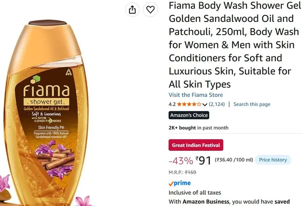Fiama Body Wash Shower Gel Golden Sandalwood Oil and Patchouli, 250ml, Body Wash for Women & Men with Skin Conditioners for Soft and Luxurious Skin, Suitable for All Skin Types
