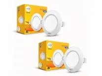 Wipro Garnet 8W Round Downlight Junction Box | Pink | Glare-Free Design | Recessed Downlighter for False Ceiling | Cutout ∼ 3 inch | Pack of 2
