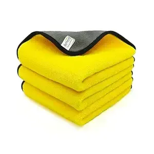 SOFTSPUN Microfiber Cloth Silk Banded Edges 800 GSM 30X40 cms 3pcs Yellow+Grey! Silk Banded Edge Towel Set Extra Thick Microfiber Cleaning Cloths Perfect for Bike Auto Cars Both Interior and Exterior. Rs.239 @ Amazon