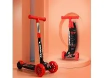 Kidsmate Cruiser Kick Scooter for Kids with Broad Wheels | 3-Wheel Skate Scooter for Boys & Girls of Ages 2-12 Years | Level Adjustable Height, and Easy Fold Design Scooter for Kids (Black)