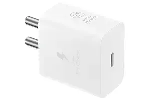 Samsung Original 25W USB Type-C Travel Adaptor Without Cable for Google Pixel, Xiaomi, Motorola, iPhone, Samsung Galaxy Tab S/A Series, Galaxy S10/M54/M55/A80/A90/S25/S24, White