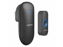 COSTAR Wireless Door Bell Kits Chime for Home Office with LED Light 300 Meter 1000 Feet Operating Range 32 Ringtones 5 Levels Volume, 1 Receiver and 1 Push Button IP44 Waterproof (Pebble T301-Black)