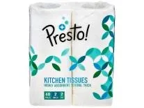 Amazon Brand - Presto! 2 Ply Kitchen Tissue Paper Roll | 120 Pulls | 60 Kitchen Towels X 2 Rolls | Soft And Highly Absorbent | 100% Natural Virgin Cellulose Fiber Rs.79 @ Amazon