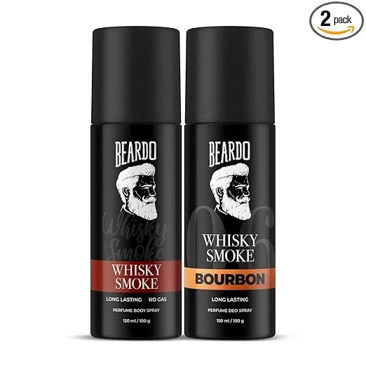 [Apply 5% Coupon] Beardo Whisky Smoke & Bourbon Perfume Body Spray (Set of 2) Spicy, Woody Oudh Deo for Men Long Lasting |Date night Deodorant for Men | Fresh Scent | Valentines day gift for husband | Gift for boyfriend | Gift for Men