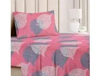 BSB HOME Premium Forever Modern Style Glace Cotton Floral Luxurious Beautiful Soft Comfort Designer Floral Pattern 1 Single Size Bed bedsheet and 1 Pillow Cover- Light Pink & Grey
