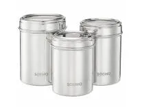 Amazon Brand - Solimo Stainless Steel Canister Set - Ubba Dabba I See-Through Canisters | BIS-Approved | 600ml, 900ml, and 1200ml, SILVER, Set Of 3