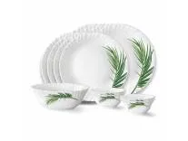 Larah by Borosil Crescent Fluted Series Opalware Dinner Set | 13 Pieces for Family of 4 | Microwave & Dishwasher Safe | Bone-Ash Free | Crockery Set for Dining & Gifting | Plates & Bowls | White
