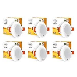 wipro Garnet 3W LED Mini Downlight | Green | Compact Design with 120° Beam Angle | Recessed Down Light for False Ceiling | Cutout - 2.3 inch | Pack of 6