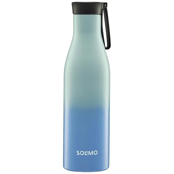 Amazon Brand - Solimo 850ml Stainless Steel Vacuum Insulated Bottle with Carry-on Strap | Double-Wall Insulation, Leak-Proof, 24 Hours Hot and Cold | for Work, Home, Commute and Travel | Blue & Green