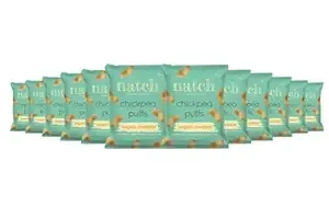 Natch Chickpea Protein Puffs, Healthy Snacks, Rich in Fiber, Not Fried Not Baked Gluten Free, Vegan, Trans Fat Free, Vegan Cheddar, 20g each (Pack of 12)