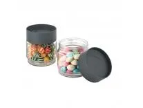 [Apply 30% Coupon] CELLO Modustack Glassy Storage Jars For Kitchen Set of 2 Pcs, 500 ml Grey |Freezer & Fridge Safe Airtight Stackable Leadfree Toughened Glass Kitchen Storage Container For Beans, Whole Grains, Spices