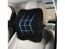 Amazon Basics Car Neck Rest Pillow- Large | Ergonomically Designed | for Driving, Travel Comfort | Memory Foam, Cotton Cushion with Washable Cover | 28x26x12 Cm | 1 Year Warranty | Black