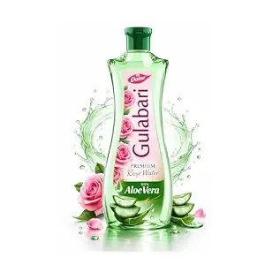 [Apply 3% Coupon] (Min Buy 2) Dabur Gulabari Premium Rose Water with Aloe Vera - 400 ml | Upto 8 HR Skin Hydration | Cleanses, Tones and Moisturises | for All Types