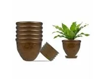 Go Hooked Plastic Planter Pots Set of 6 with Saucer Tray | Flower Pots for Home, Office Garden Dcor | Brown 6 Inch Victor Pot for Indoor Outdoor Plants | Stylish & Modern Design Plant Containers