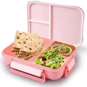 ATTRO Gourmet 3 Compartment Lunch Box Portable Meal Organizer for Office, School BPA-Free, Food Grade, Freezersafe, Microwave & Oven Safe 1700ml Peach, Plastic Rs.150 @ Amazon