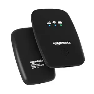 Amazon Basics 4G LTE Wireless Dongle with All Sim Network Support|Single_Band Plug & Play Data Card Stick with Up to 150Mbps WiFi Hotspot|2200Mah Rechargeable Battery| Sim Adapter Included (Black)