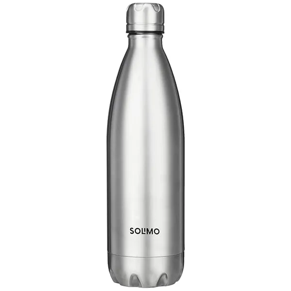 [Apply 5% Coupon] Amazon Brand - Solimo Stainless Steel Insulated Cola Bottle (1000ml) | Superior Durability | 100% Food-Safe | Leak Proof | BPA-Free Cap (Steel Finish)