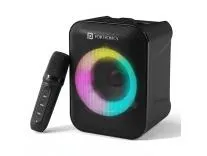 Portronics Apollo One 20W Wireless Bluetooth Portable Speaker with Wireless Karaoke Mic, 5 Hour Playtime, RGB LED Light, Bluetooth V5.3, Easy Grab Handle, USB/AUX in/TF Card, Type C Charging(Black)