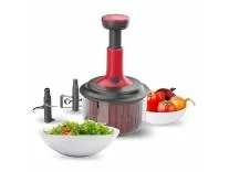 Lifelong Push Chopper 1600ml with Whisker & Salad Spinner | Versatile Multi-Purpose Vegetable, Onion, and Garlic Chopper, Essential Manual Kitchen Cutter for Effortless Meal Preparation