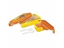 MILTON Mini Fun Treat Super Hero Plastic Tiffin Box for Kids, 650 ml, with Inner Container, 125 ml, Light Yellow | School Lunch Box | Leak Proof | Food Grade | Easy to Carry | Easy to Clean