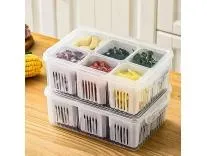 TEX-RO Fridge Storage Boxes Freezer Storage Containers, Container for Kitchen Storage Set, Storage in Kitchen, Vegetable Storage, Draining Crisper Refrigerator Food Box (1) Rs.183 @ Amazon