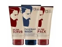[Apply 5% Coupon] Qraa Men De Tan Pack, 120 g with De Tan Scrub, 100 g with Face and Beard Wash, 100 g